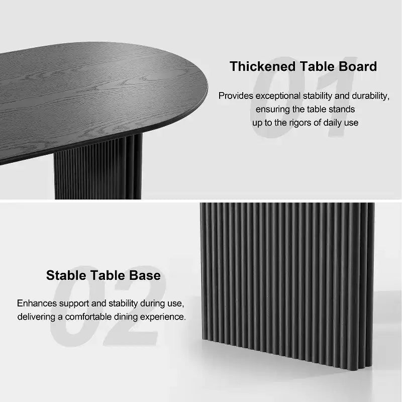 Table à manger 67" avec double piédestal rayé pour 6 personnes
