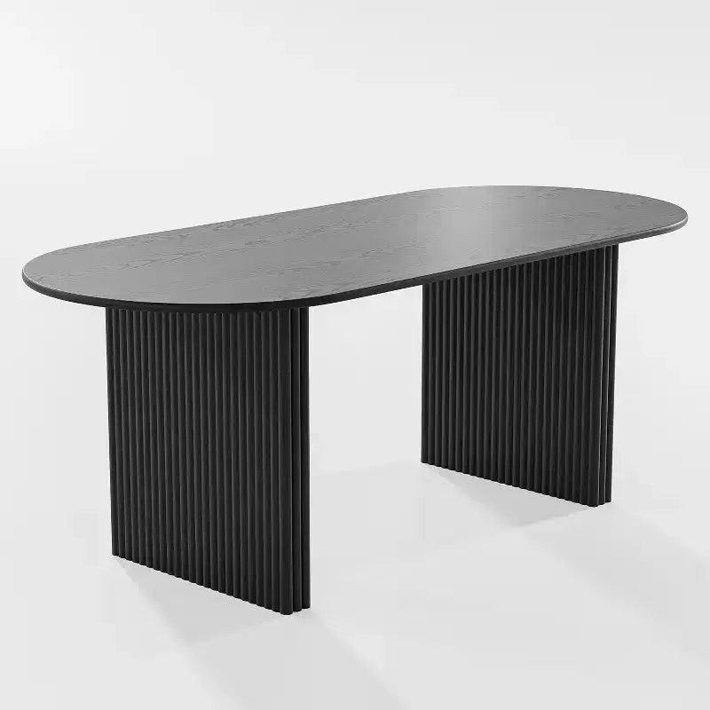 Table à manger 67" avec double piédestal rayé pour 6 personnes