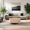Royal Hampton 35 Inch Round Drum Coffee Table with 3-Leg Base, Sandblasted Mango Wood