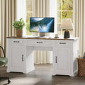 60 Executive Desk with Drawers, Farmhouse Home Office Desk with Storage Cabinets, Rustic Computer Writing Desks