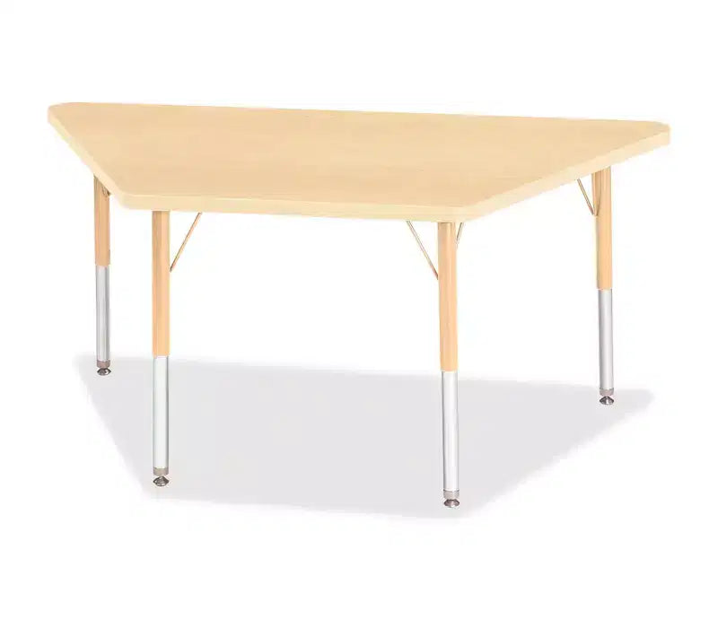 Jonti-Craft Berries Maple Top Elementary Height Trapezoid Table (24 x 48) in Beige