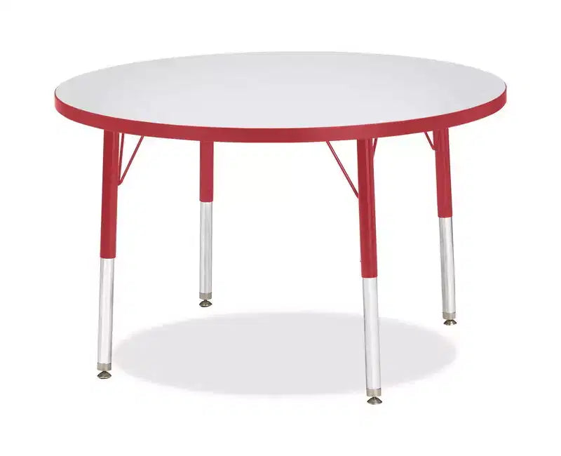 Table ronde Jonti-Craft Berries (36 x 36) à hauteur élémentaire et rebord coloré, rouge