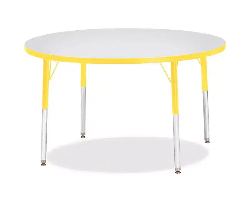 Table ronde Jonti-Craft Berries, hauteur enfant, bord coloré, 42 x 42 po, jaune