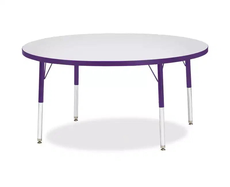 Table ronde Jonti-Craft Berries couleur pour école, hauteur standard, bord arrondi 48 x 48 po, violet