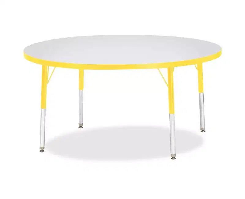 Jonti-Craft Berries Table Ronde Hauteur Élémentaire Bord Coloré 122 x 122 cm Jaune