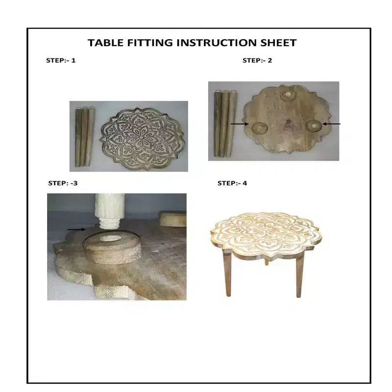 Table d'appoint Royal Hampton de 45 cm en bois de manguier sculpté à la main avec plateau floral et base trépied