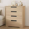 Wooden 4-Drawer Dresser for Bedroom, Modern Chest of Drawers with Recessed Handles, Storage Organizer for Living Room, Nursery, Hallway, or Entryway