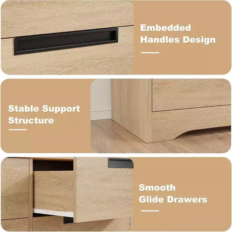 Commode en bois à 4 tiroirs pour chambre à coucher, commode moderne avec poignées encastrées, meuble de rangement pour salon, chambre d'enfant, couloir ou entrée.