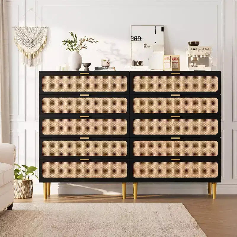 Commode en bois à 4 tiroirs pour chambre à coucher, commode moderne avec poignées encastrées, meuble de rangement pour salon, chambre d'enfant, couloir ou entrée.