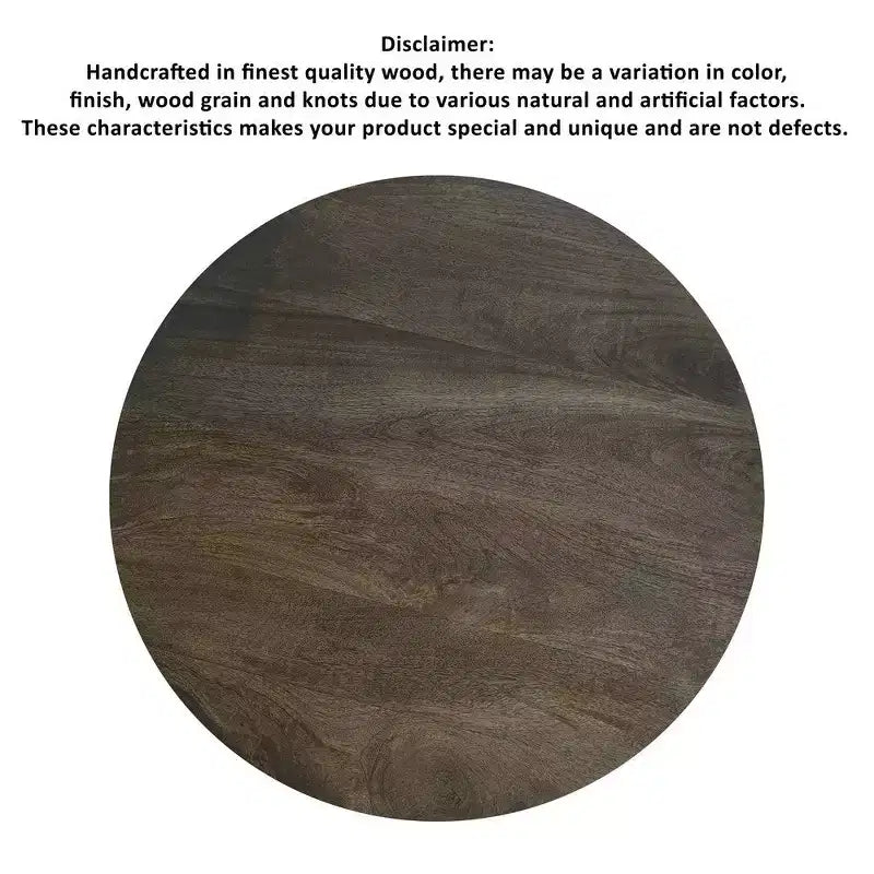Table d'appoint Royal Hampton de 24 pouces avec forme de tambour ronde, fabrication artisanale en bois de manguier