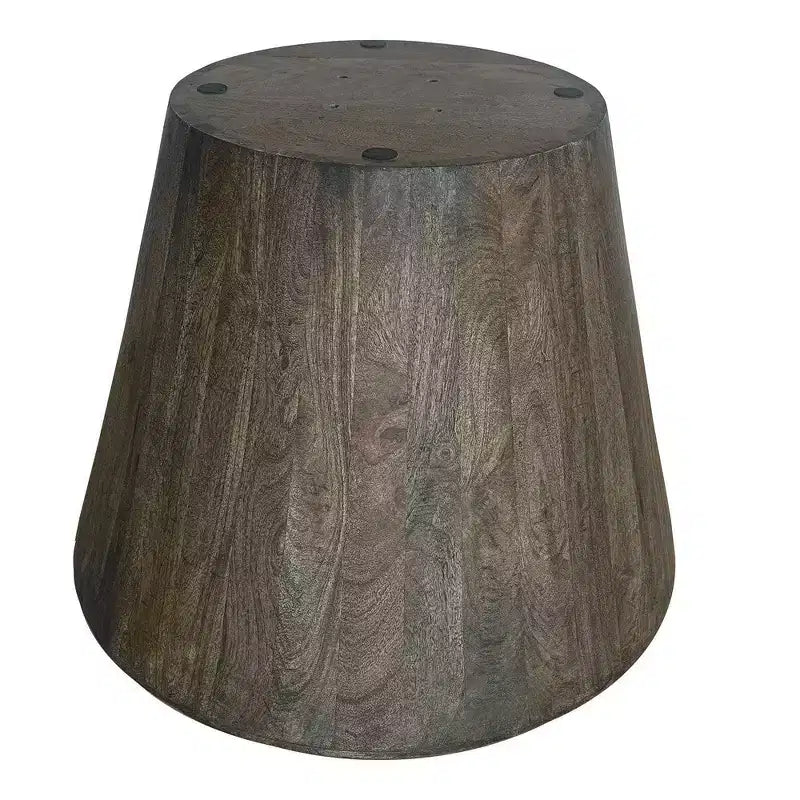 Table d'appoint Royal Hampton de 24 pouces avec forme de tambour ronde, fabrication artisanale en bois de manguier