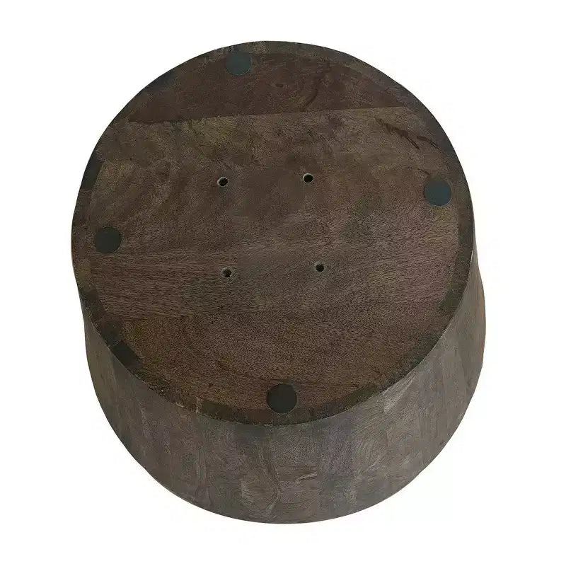 Table d'appoint Royal Hampton de 24 pouces avec forme de tambour ronde, fabrication artisanale en bois de manguier