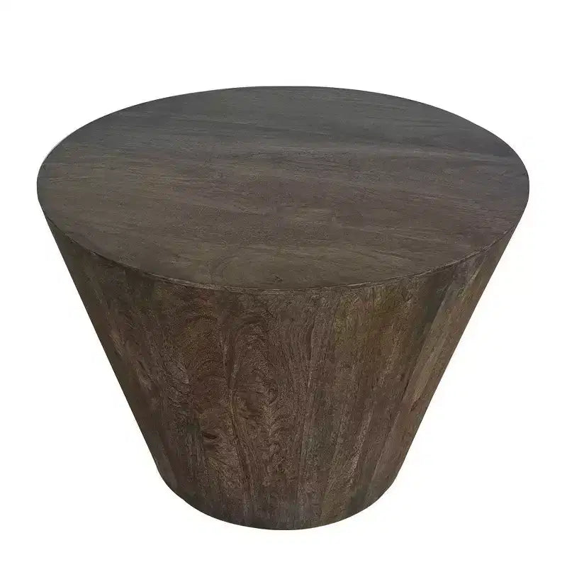Table d'appoint Royal Hampton de 24 pouces avec forme de tambour ronde, fabrication artisanale en bois de manguier
