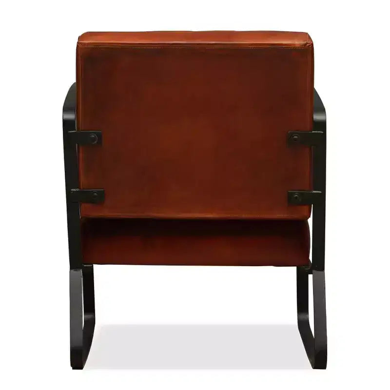 VidaXL Fauteuil de salon de style industriel - Siège en cuir marron, rembourrage en mousse confortable, design robuste, cadre en acier solide