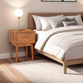 Royal Hampton Bedside Nightstand Table with 2 Drawers and Brass Knobs, Mango Wood Construction