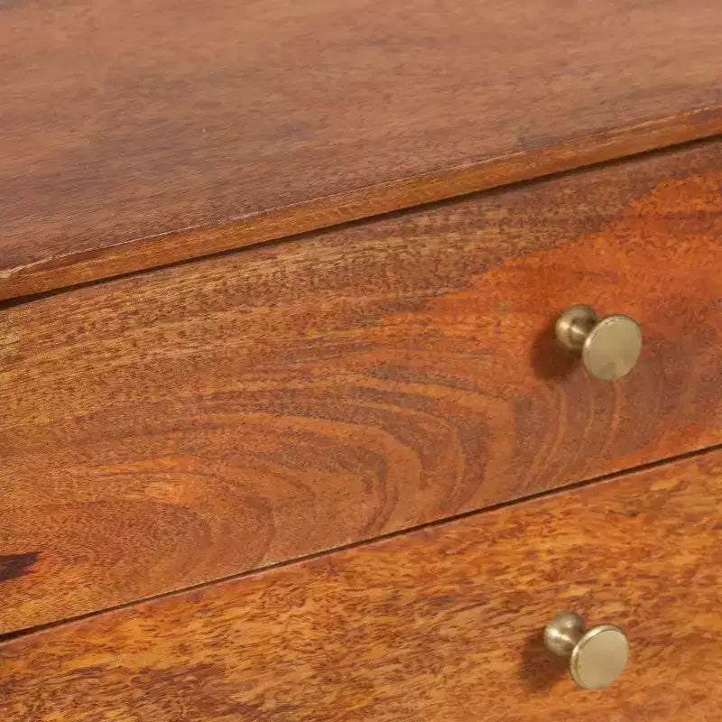 Table de chevet Royal Hampton avec 2 tiroirs et poignées en laiton, en bois de manguier
