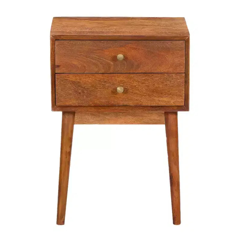 Table de chevet Royal Hampton avec 2 tiroirs et poignées en laiton, en bois de manguier