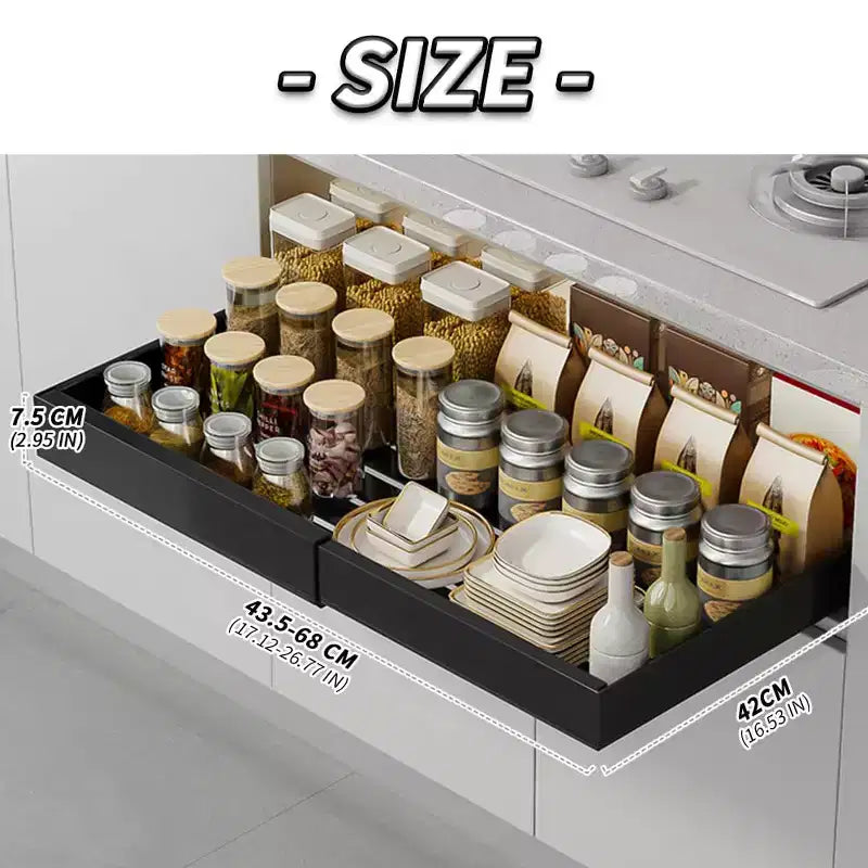 Organisateur coulissant fixe pour armoire, Tiroirs coulissants pour armoires, Rangement coulissant sous évier pour la cuisine