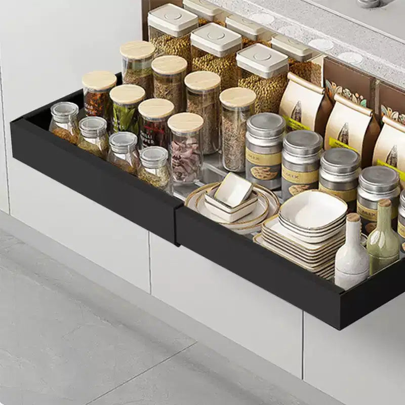 Organisateur coulissant fixe pour armoire, Tiroirs coulissants pour armoires, Rangement coulissant sous évier pour la cuisine