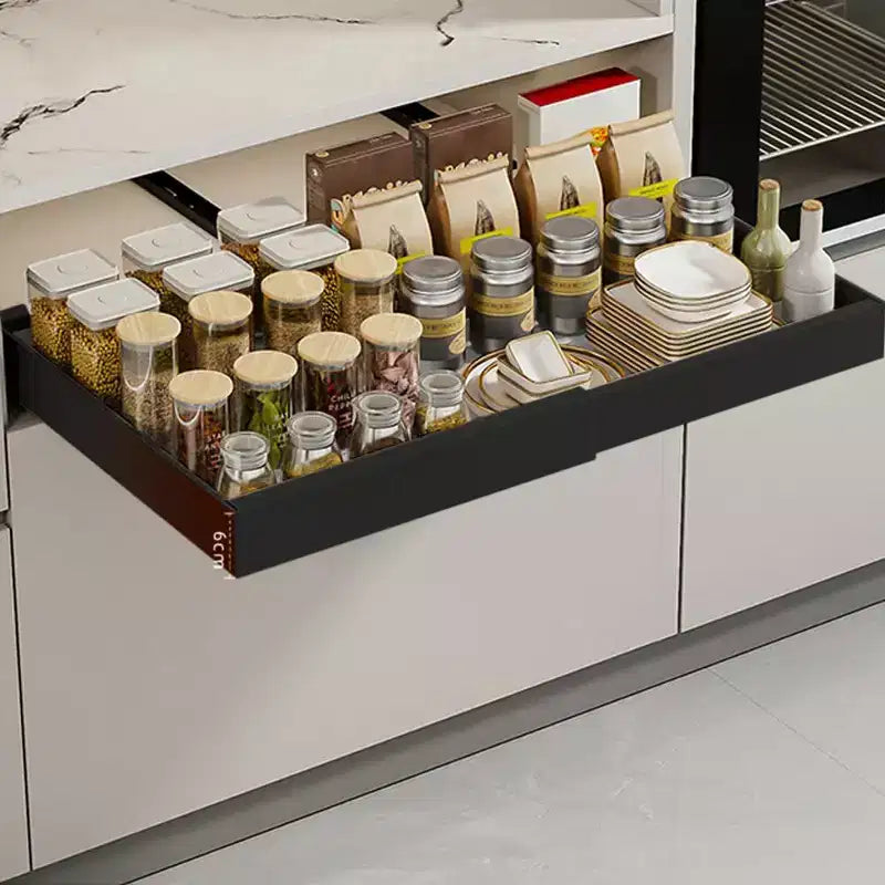 Organisateur coulissant fixe pour armoire, Tiroirs coulissants pour armoires, Rangement coulissant sous évier pour la cuisine