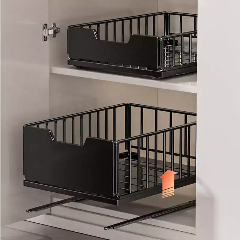 Organisateur de placard coulissant, étagères de rangement extensibles, tiroirs coulissants en métal, tiroirs de rangement de garde-manger, organisateur de meuble de salle de bain