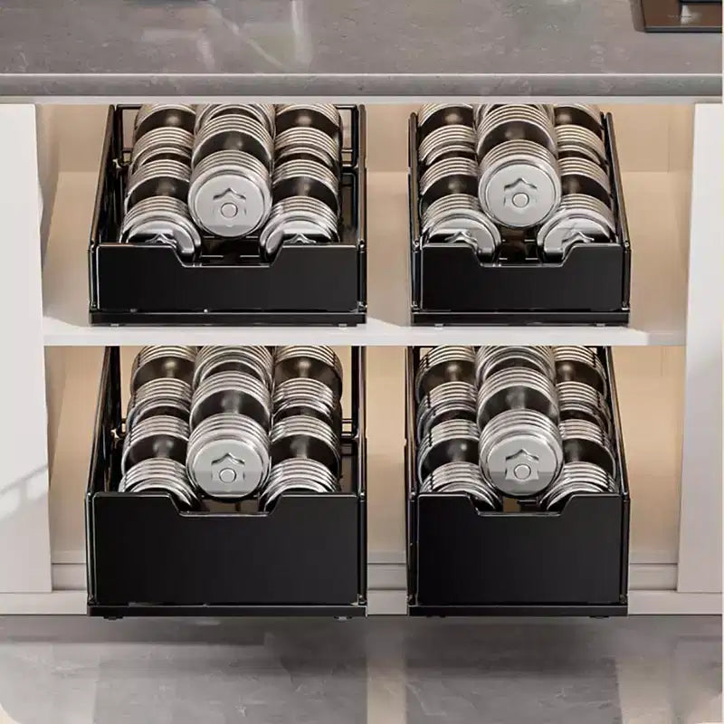 Organisateur de placard coulissant, étagères de rangement extensibles, tiroirs coulissants en métal, tiroirs de rangement de garde-manger, organisateur de meuble de salle de bain