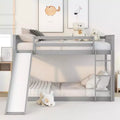 Lit superposé Okak en bois (deux couchages doubles) avec toboggan et garde-corps de sécurité, lit mezzanine avec échelle pour enfants et adolescents, facile à monter, aucun sommier tapissier requis
