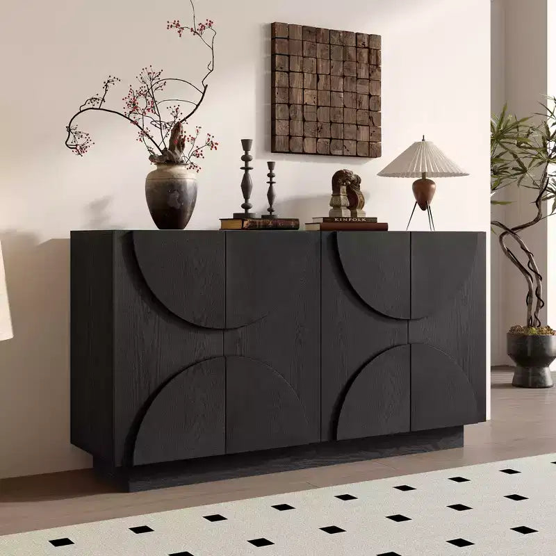 Meuble de rangement moderne Okak avec 4 portes et étagère réglable, buffet en bois avec grand espace de rangement pour salon, salle à manger, cuisine