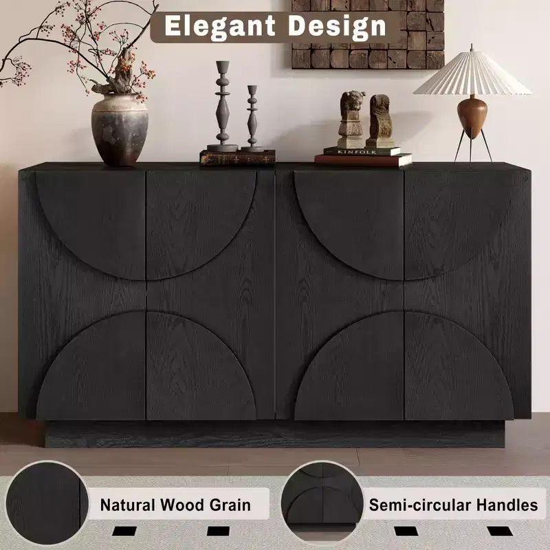 Meuble de rangement moderne Okak avec 4 portes et étagère réglable, buffet en bois avec grand espace de rangement pour salon, salle à manger, cuisine