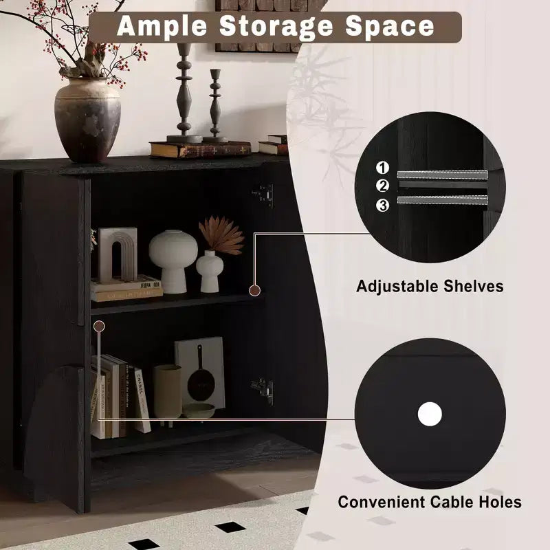Meuble de rangement moderne Okak avec 4 portes et étagère réglable, buffet en bois avec grand espace de rangement pour salon, salle à manger, cuisine