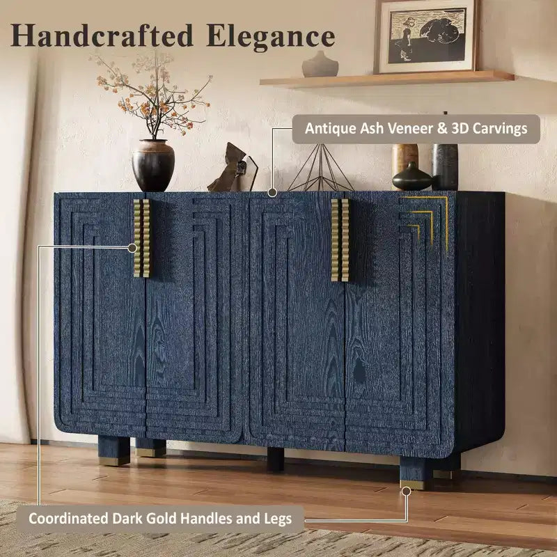 Meuble de rangement moderne Okak avec 4 portes et étagère réglable, buffet en bois avec grand espace de rangement pour salon, salle à manger, cuisine