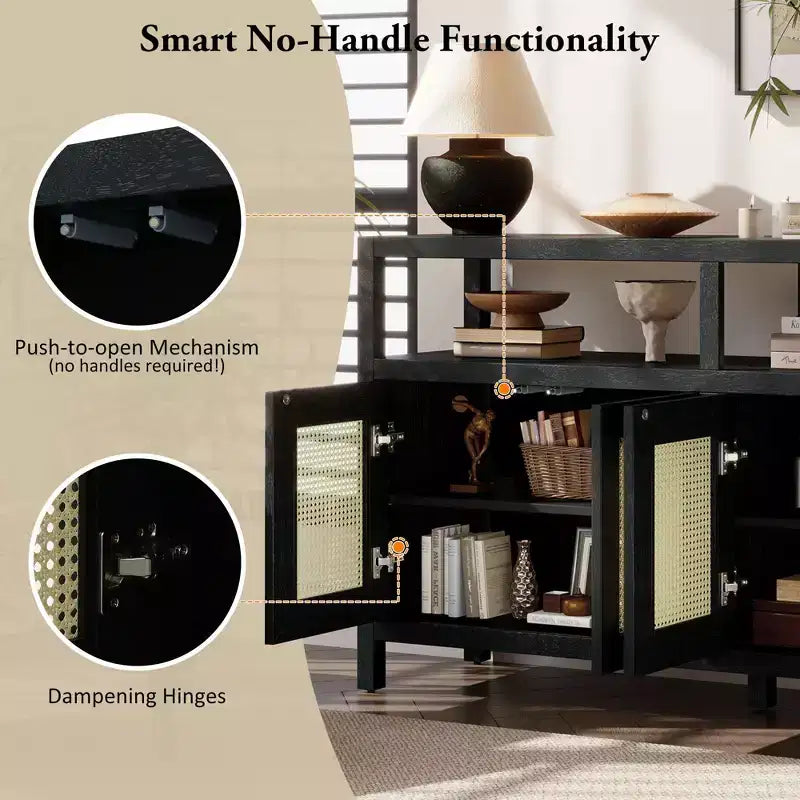 Meuble de rangement moderne Okak avec 4 portes et étagère réglable, buffet en bois avec grand espace de rangement pour salon, salle à manger, cuisine