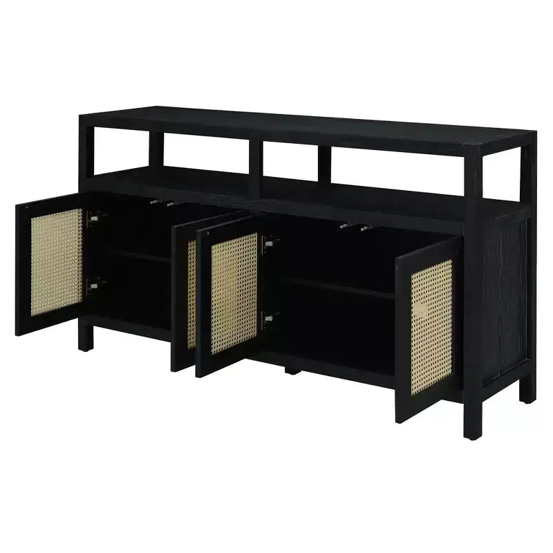 Meuble de rangement moderne Okak avec 4 portes et étagère réglable, buffet en bois avec grand espace de rangement pour salon, salle à manger, cuisine