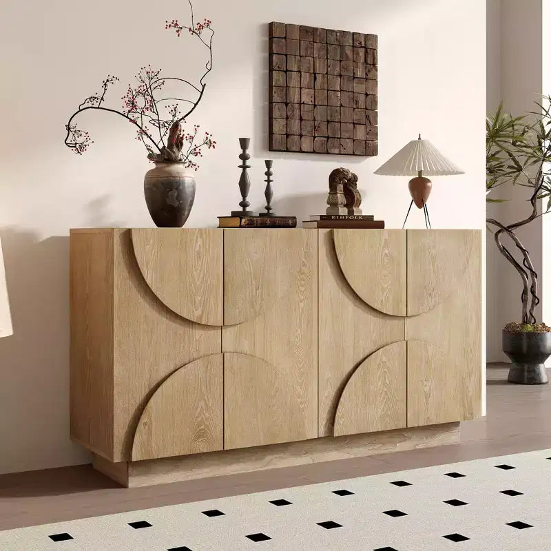 Meuble de rangement moderne Okak avec 4 portes et étagère réglable, buffet en bois avec grand espace de rangement pour salon, salle à manger, cuisine
