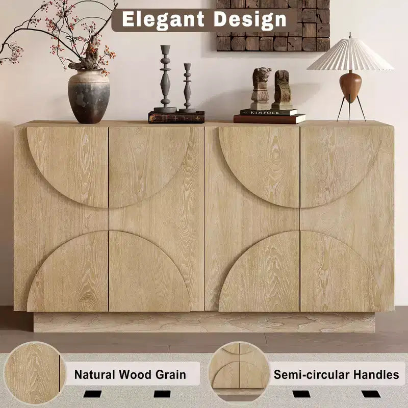 Meuble de rangement moderne Okak avec 4 portes et étagère réglable, buffet en bois avec grand espace de rangement pour salon, salle à manger, cuisine