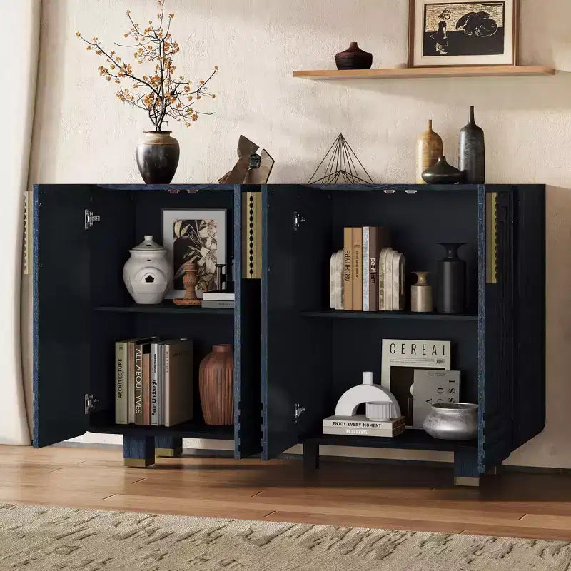Meuble de rangement moderne Okak avec 4 portes et étagère réglable, buffet en bois avec grand espace de rangement pour salon, salle à manger, cuisine