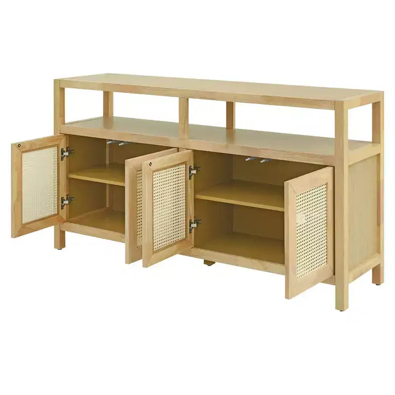 Meuble de rangement moderne Okak avec 4 portes et étagère réglable, buffet en bois avec grand espace de rangement pour salon, salle à manger, cuisine