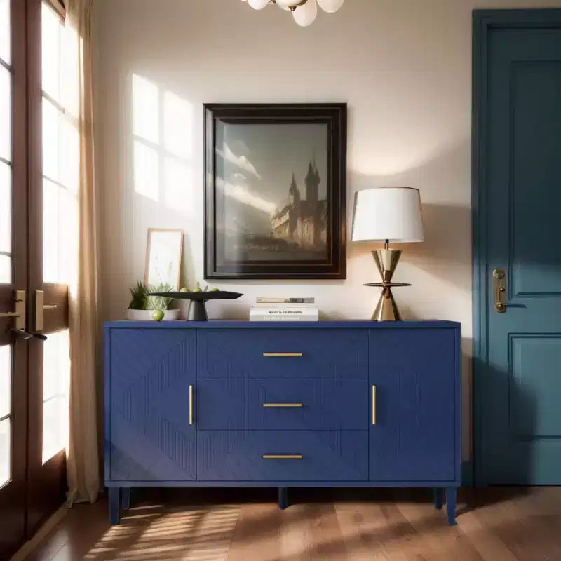 Commode minimaliste Okak à 8 tiroirs, armoire de rangement moderne sans poignée, organiseur large pour chambre parentale, chambre d'enfant ou entrée