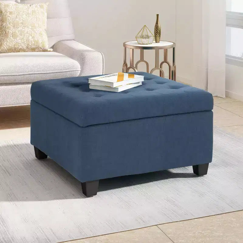 Banc ottoman de rangement carré Okak Exquisite, table basse, repose-pieds rembourré capitonné pour canapé, salon, chambre, entrée
