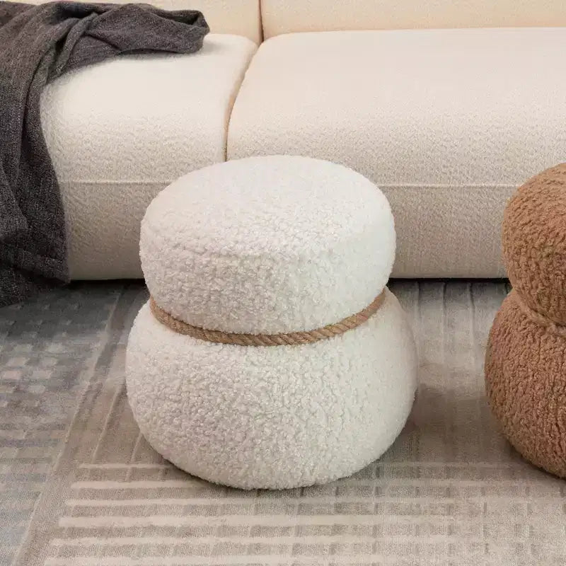 Okak Cute Ottoman Bench Snowman Stool with Plush Cushion Footrest Stool for Couch, Living Room, Entryway, Bedroom, End of Bed