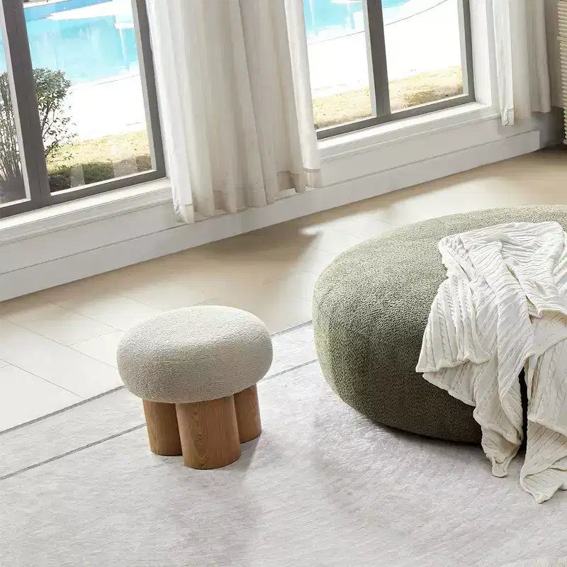 Okak Mignon Banc Ottoman Tabouret Bonhomme de Neige avec Coussin en Peluche Repose-Pieds pour Canapé, Salon, Entrée, Chambre à Coucher, Pied de Lit
