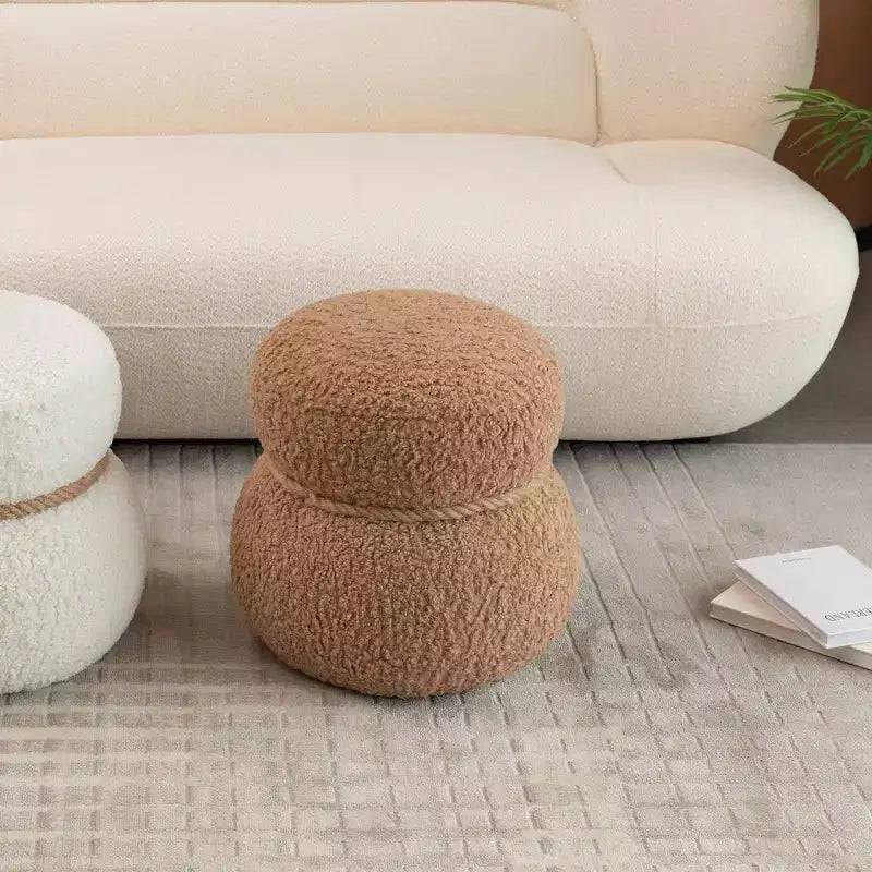 Okak Mignon Banc Ottoman Tabouret Bonhomme de Neige avec Coussin en Peluche Repose-Pieds pour Canapé, Salon, Entrée, Chambre à Coucher, Pied de Lit