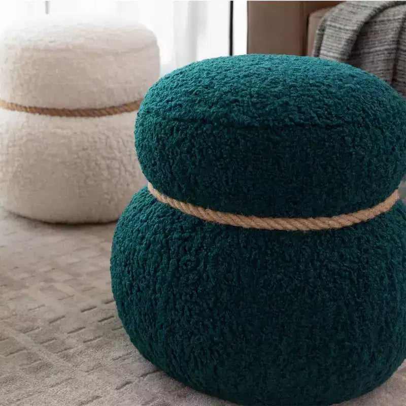 Okak Mignon Banc Ottoman Tabouret Bonhomme de Neige avec Coussin en Peluche Repose-Pieds pour Canapé, Salon, Entrée, Chambre à Coucher, Pied de Lit