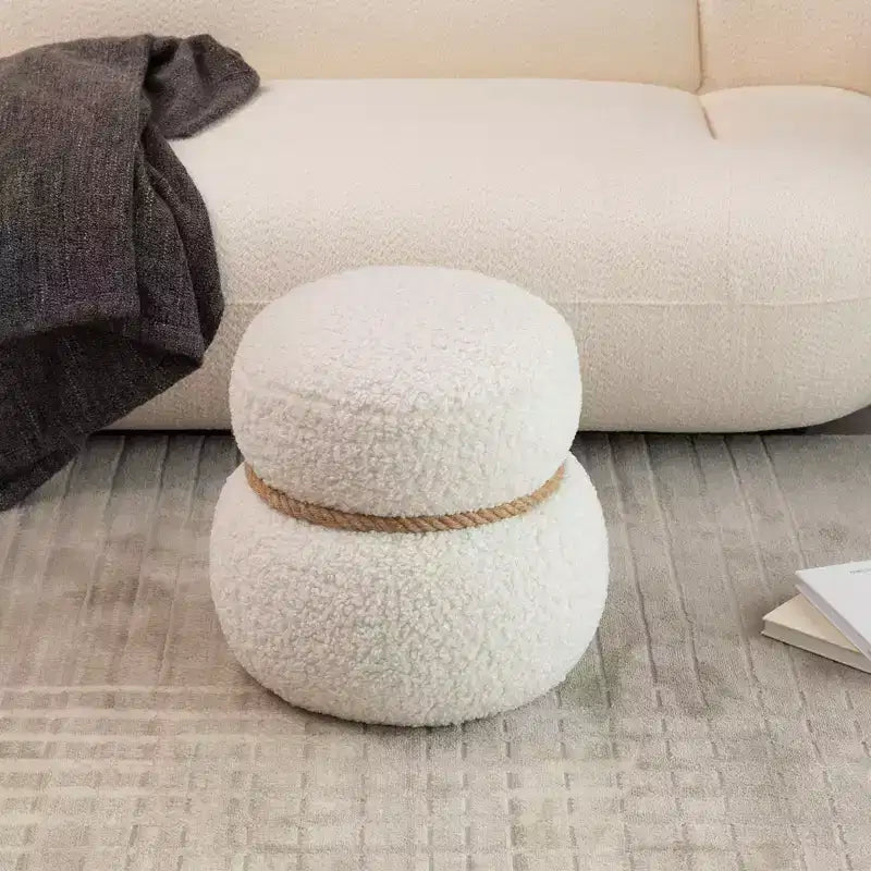Okak Mignon Banc Ottoman Tabouret Bonhomme de Neige avec Coussin en Peluche Repose-Pieds pour Canapé, Salon, Entrée, Chambre à Coucher, Pied de Lit