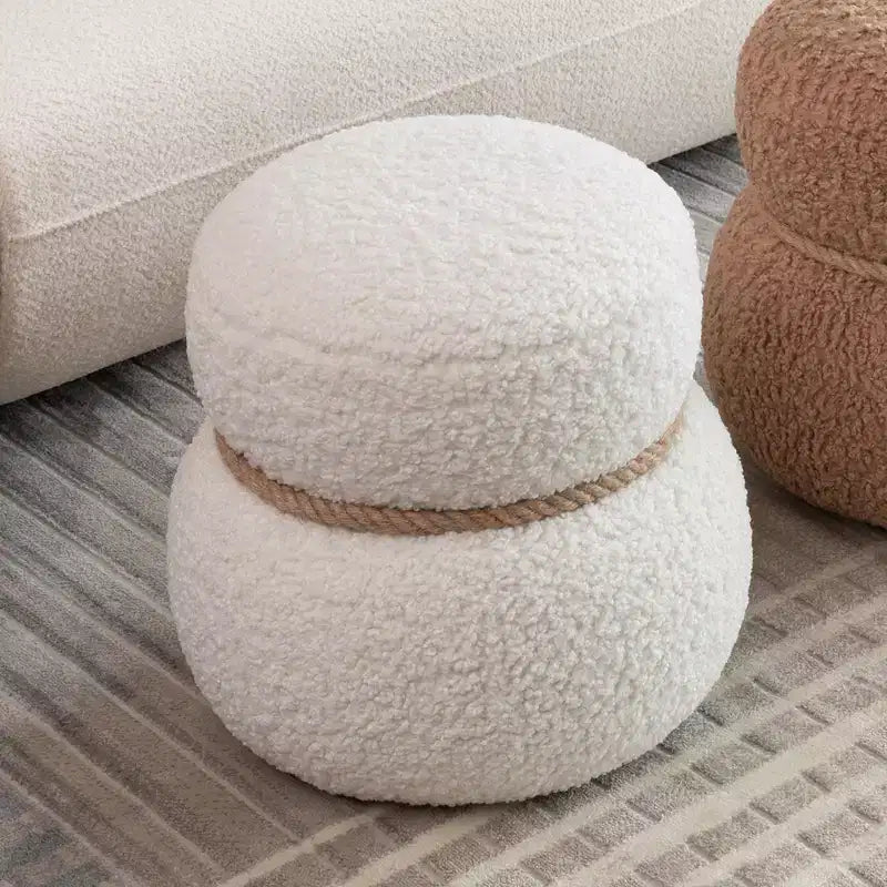 Okak Mignon Banc Ottoman Tabouret Bonhomme de Neige avec Coussin en Peluche Repose-Pieds pour Canapé, Salon, Entrée, Chambre à Coucher, Pied de Lit