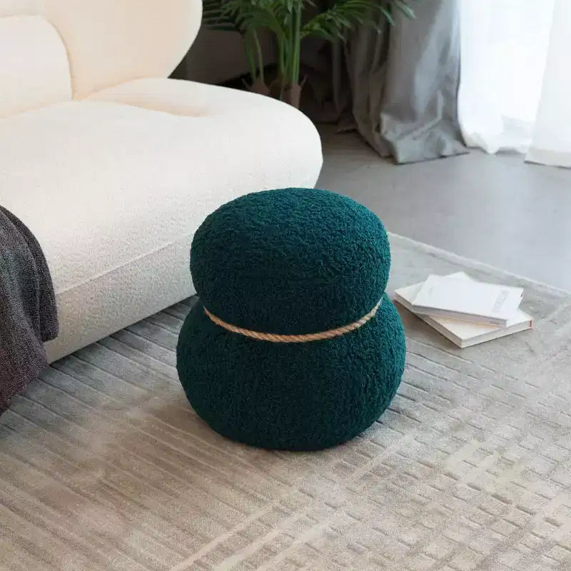 Okak Mignon Banc Ottoman Tabouret Bonhomme de Neige avec Coussin en Peluche Repose-Pieds pour Canapé, Salon, Entrée, Chambre à Coucher, Pied de Lit