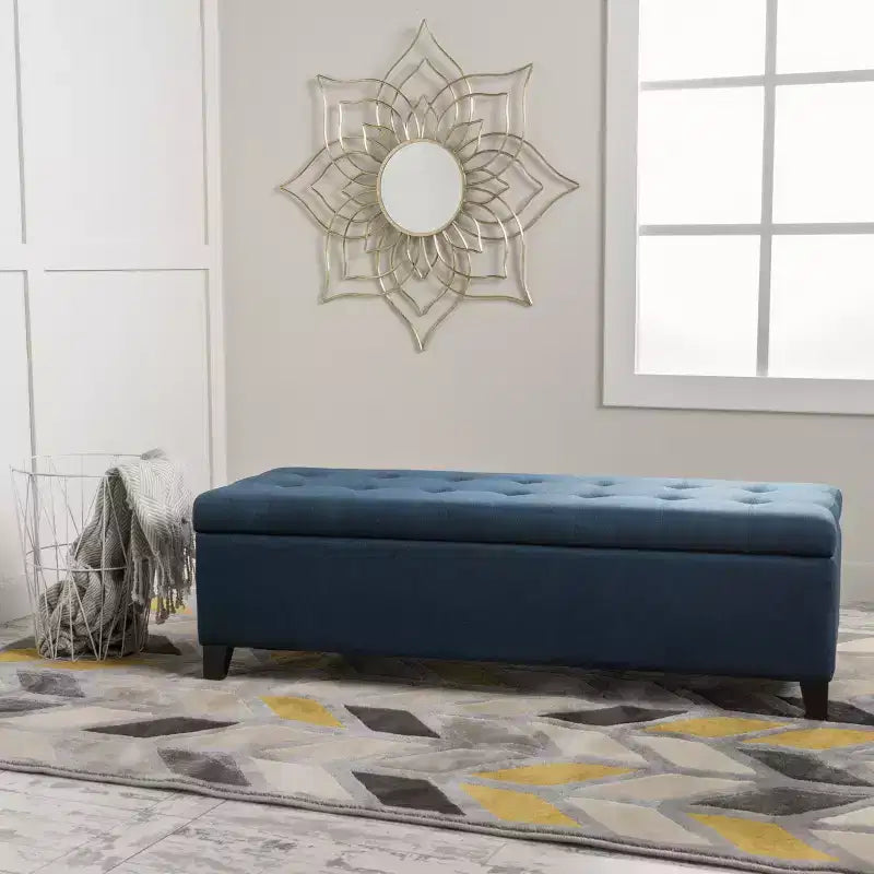 Banc ottoman de rangement moderne Okak avec pieds en bois de bouleau, tabouret de rangement rembourré doux pour salon, entrée, chambre, bout de lit
