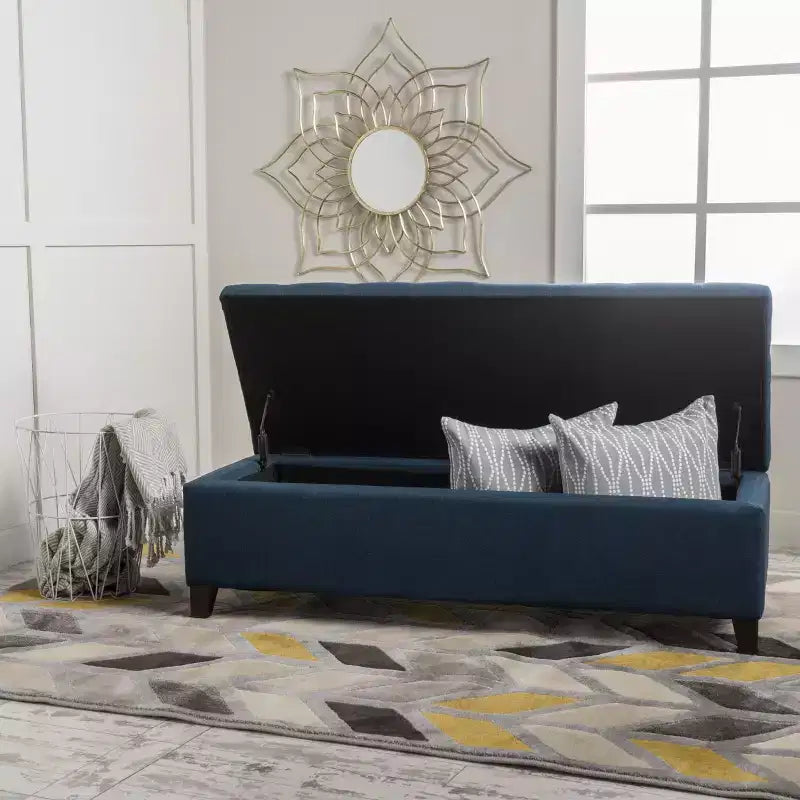 Banc ottoman de rangement moderne Okak avec pieds en bois de bouleau, tabouret de rangement rembourré doux pour salon, entrée, chambre, bout de lit