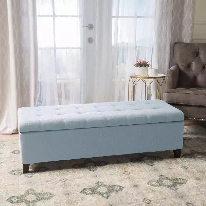 Banc ottoman de rangement moderne Okak avec pieds en bois de bouleau, tabouret de rangement rembourré doux pour salon, entrée, chambre, bout de lit
