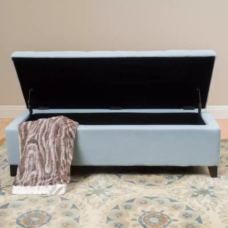 Banc ottoman de rangement moderne Okak avec pieds en bois de bouleau, tabouret de rangement rembourré doux pour salon, entrée, chambre, bout de lit